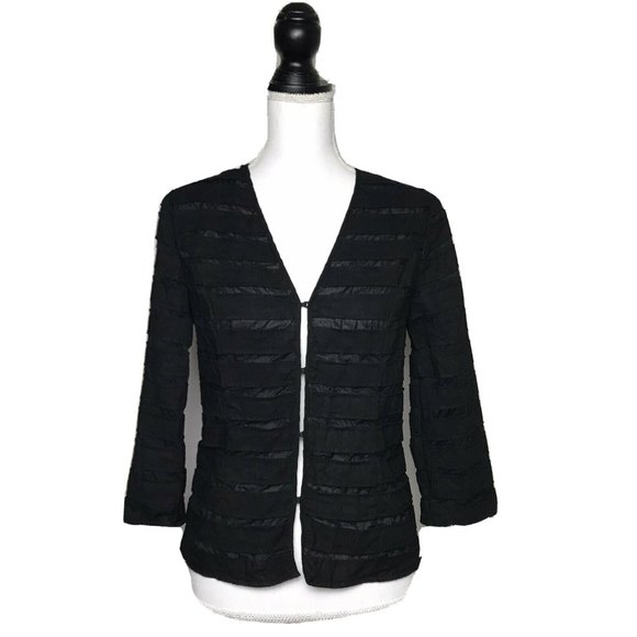 Chico's Jacket  Linen Trim  3/4 Sleeve Semi-sheer - Picture 2 of 7